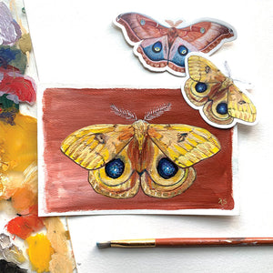 Io Polyphemus moth insect stickers with original artwork
