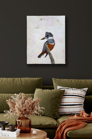 kingfisher beautiful bird painting on wall