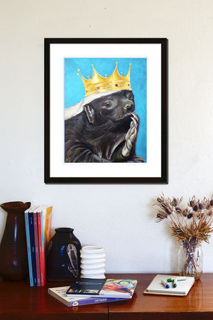 king honey badger art print framed 11x14