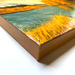 landscape painting canvas edge detail