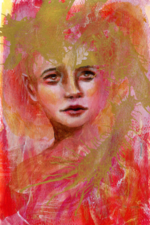 lightning at rest mystical pink face portrait art print 