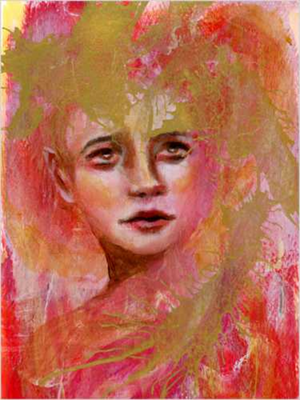 lightning at rest mystical pink face portrait art print 30x40