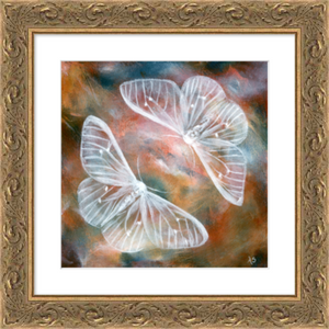 Mirror I two ethereal white moths art print 10x10 framed aimee schreiber