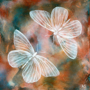 Mirror II Ethereal White Moths art print by Aimee Schreiber