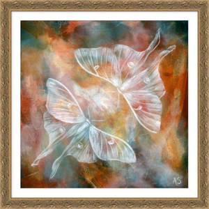 Mirror III Ethereal Luna Moth Large Fine Art Print Framed 24x24 inches by Aimee Schreiber