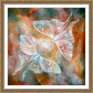 Mirror III Ethereal Luna Moth Large Fine Art Print Framed 30x30 inches by Aimee Schreiber