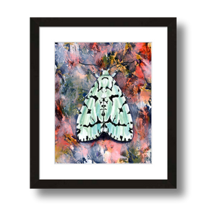 moth art print green marvel moth on pink framed 8x10