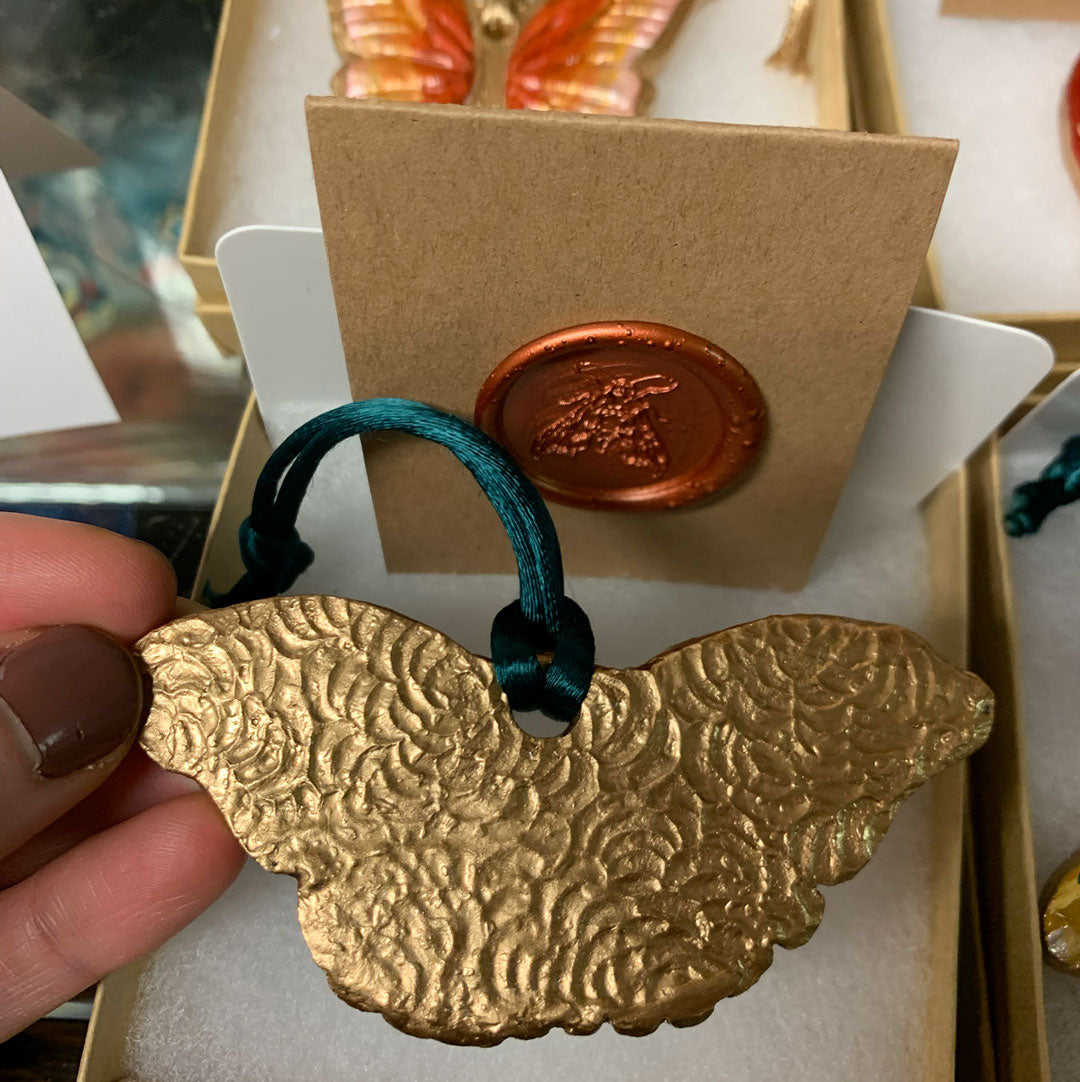 moth ornament gold back