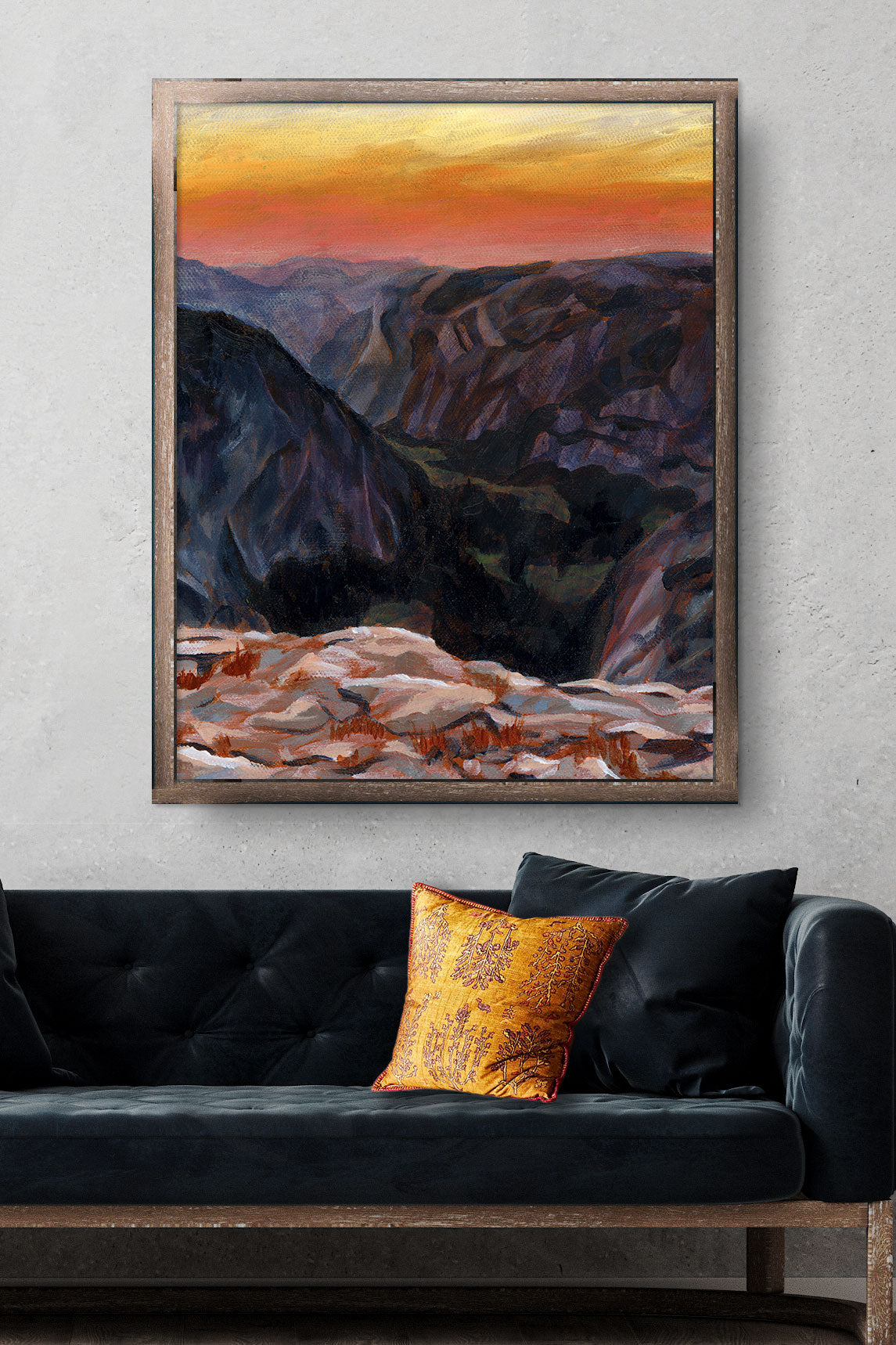 Topaz Mountains Abstract Landscape Painting 11x14 - The Copper Wolf