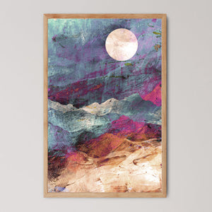 mountain moon rise full moon landscape art print