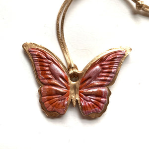 Rust, pink, gold butterfly ornament 