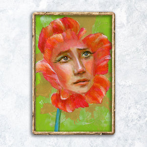 surreal art flower face i mystical poppy face portrait fine art print 
