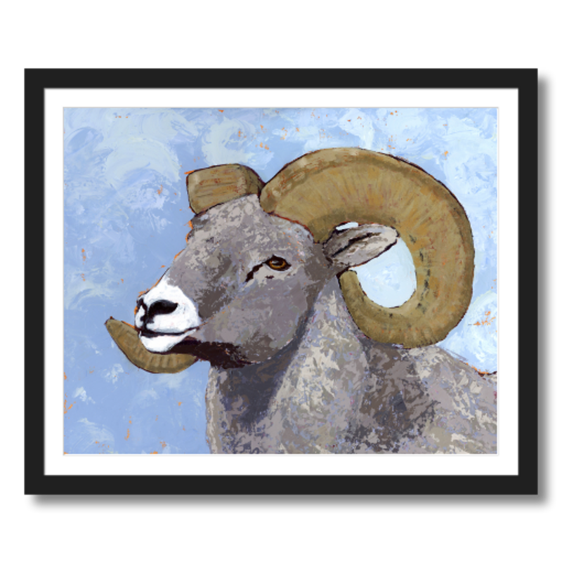 ram animal art print framed 