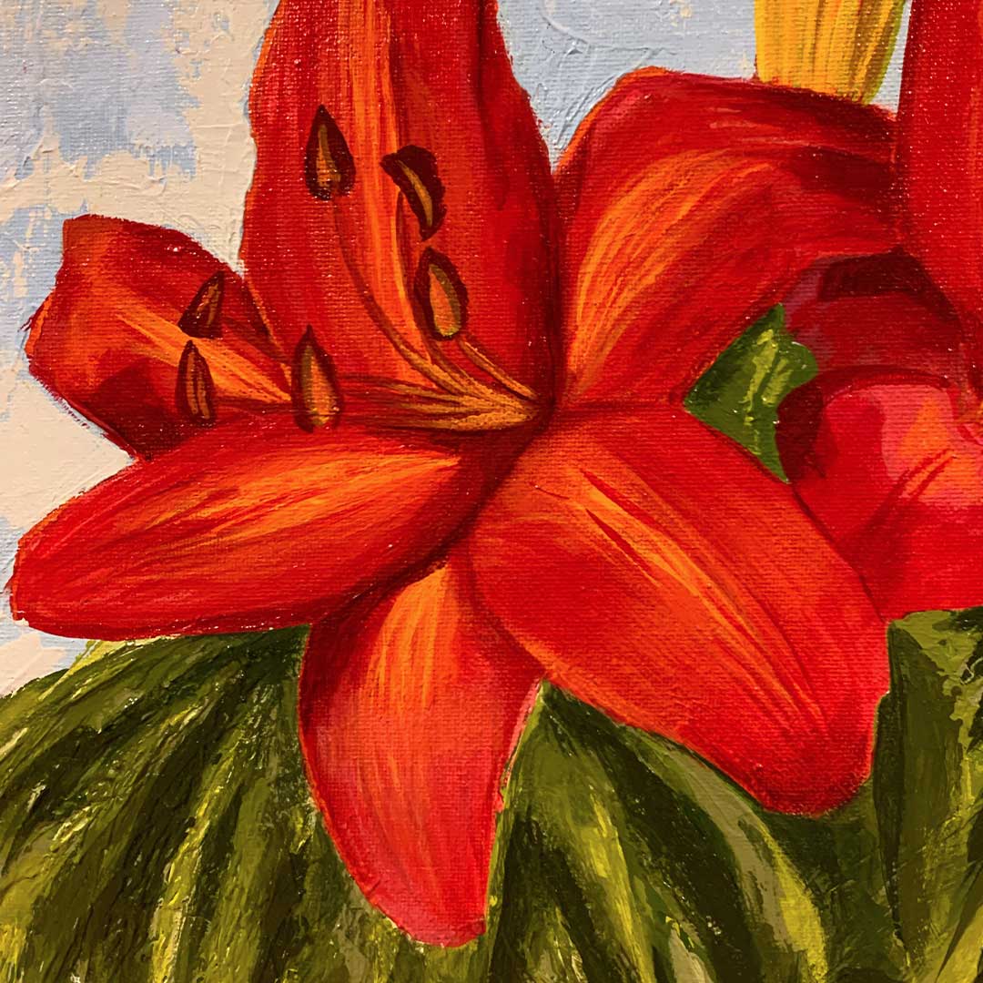 flower painting lily Sisters" Red Lily Painting | Red Lily Artwork by Danny Schreiber