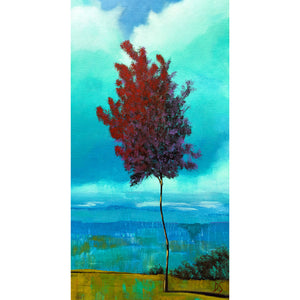red tree art print teal landscape by Danny Schreiber