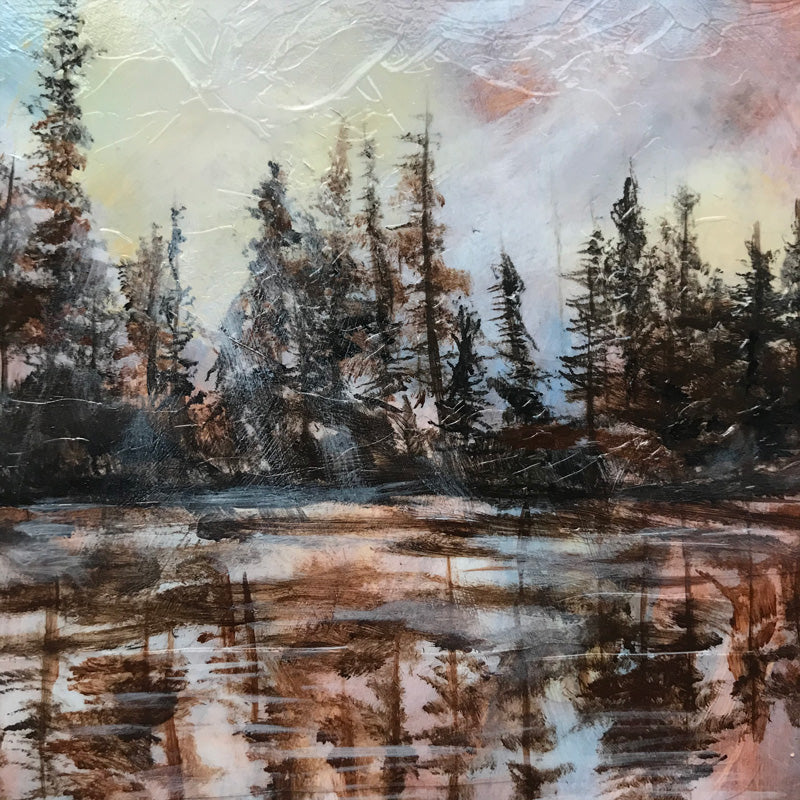 Reflections II Lake Landscape painting texture detail 