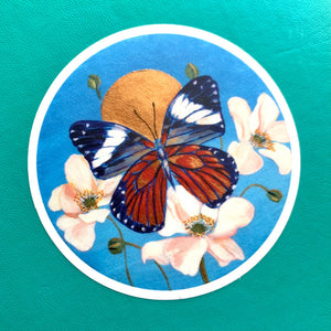 round circle butterfly flowers sticker detail