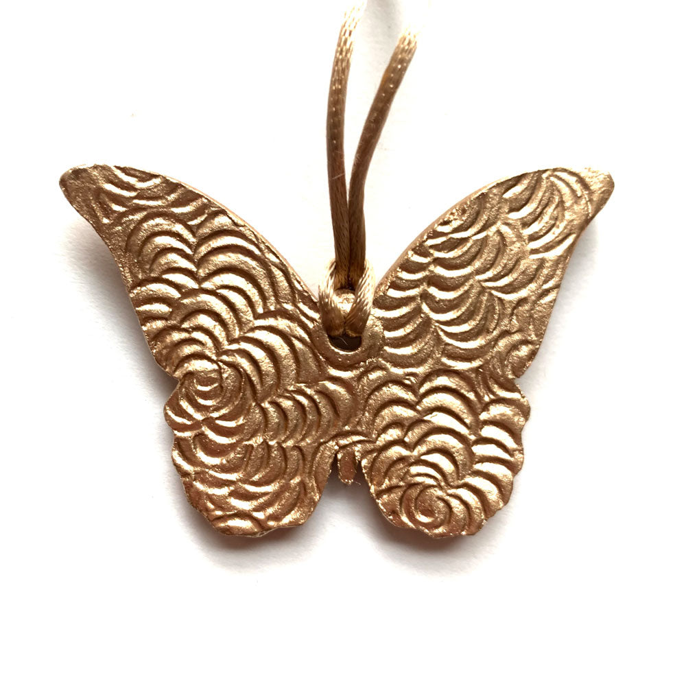 blush, rust and gold butterfly ornament back