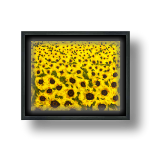 sunflower field art print on canvas in float frame 8x10