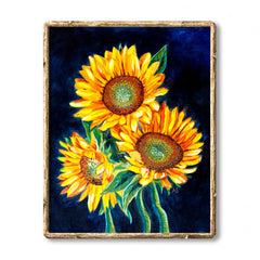 Wood prints / outlets wall decoration 40x60cm - Sunflowers - Spreewaldliebe