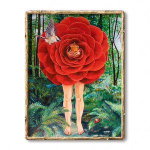 surreal art print red flower root chakra framed