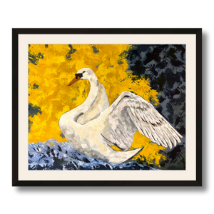 swan art print matted framed 16x20
