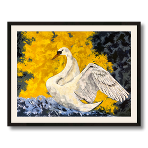 swan art print matted framed 18x24