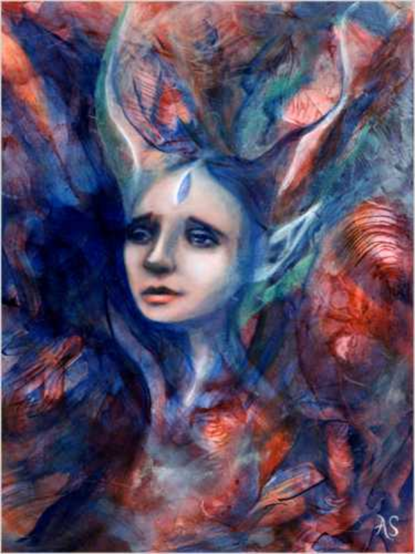 Our Hearts are Tangled Tides mystical elf portrait fine art print 30x40
