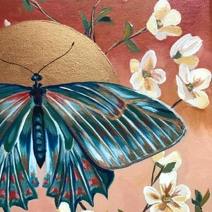 "Butterfly Sunrise" Framed Acrylic Painting 11x14