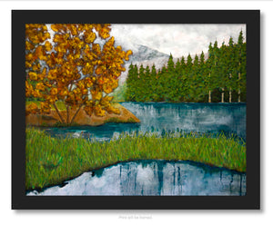 landscape art print tree forest lake framed