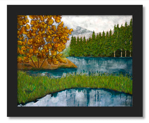 landscape art print framed tree forest lake