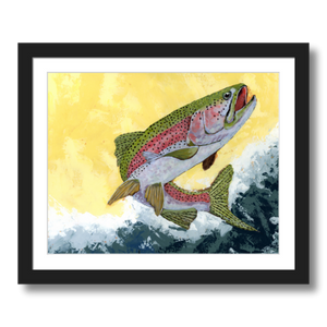 rainbow trout art print framed 11x14