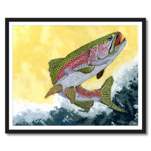 rainbow trout art print framed 24x30