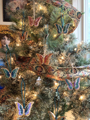 butterfly ornaments on tree