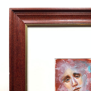 we are unfathomed depths emotional art contemporary acrylic painting cherry wood frame detail by Aimee Schreiber