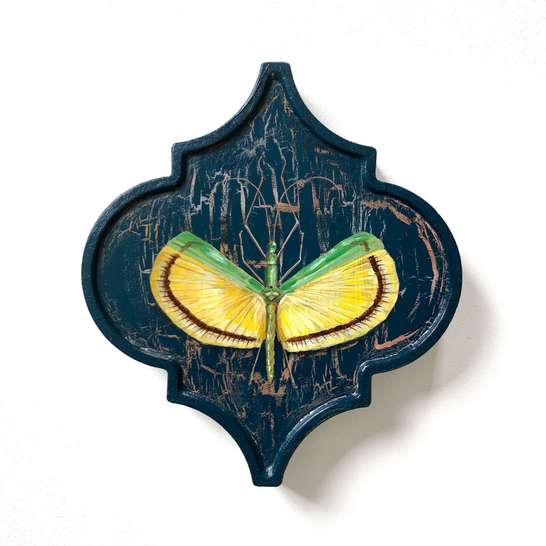 yellow umbrella stick insect painting